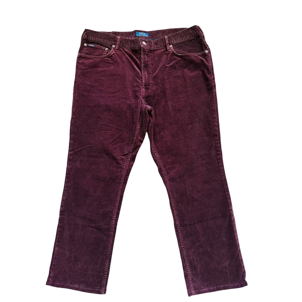 Polo Ralph Lauren Corduroy Pants Burgundy Straight Leg Stretch 38x30